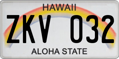HI license plate ZKV032