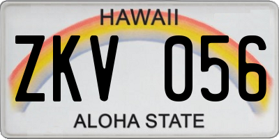 HI license plate ZKV056