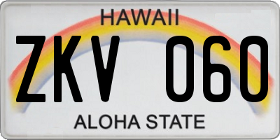 HI license plate ZKV060