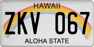 HI license plate ZKV067