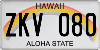 HI license plate ZKV080