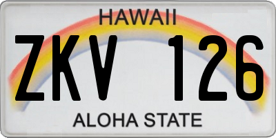 HI license plate ZKV126