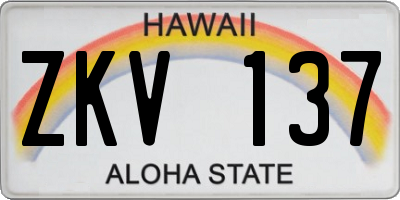 HI license plate ZKV137