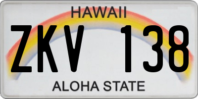 HI license plate ZKV138