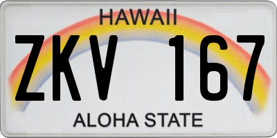 HI license plate ZKV167