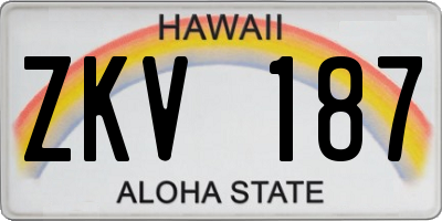HI license plate ZKV187