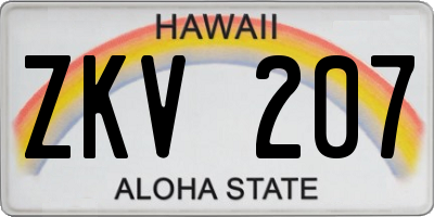 HI license plate ZKV207