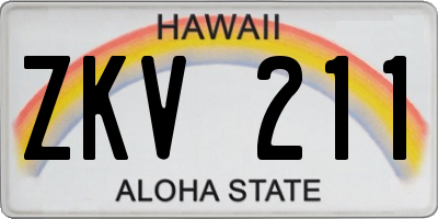 HI license plate ZKV211