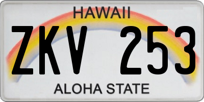 HI license plate ZKV253