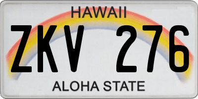HI license plate ZKV276