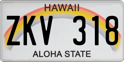 HI license plate ZKV318