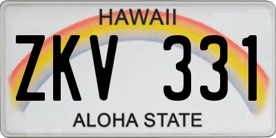 HI license plate ZKV331