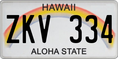 HI license plate ZKV334