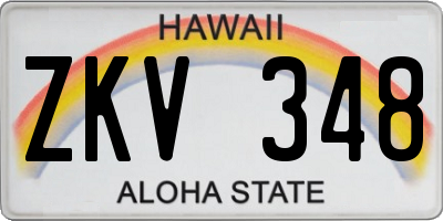 HI license plate ZKV348