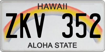 HI license plate ZKV352