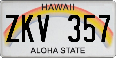 HI license plate ZKV357