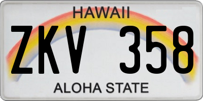 HI license plate ZKV358