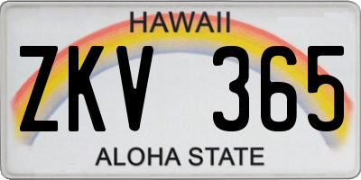 HI license plate ZKV365