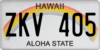HI license plate ZKV405