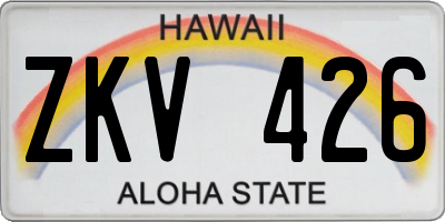 HI license plate ZKV426