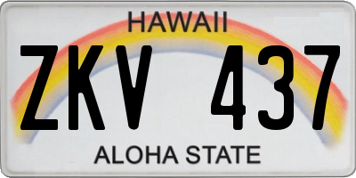 HI license plate ZKV437
