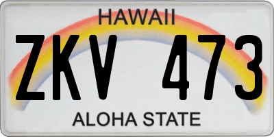 HI license plate ZKV473