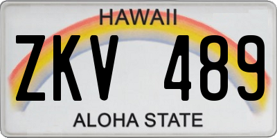 HI license plate ZKV489