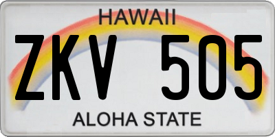HI license plate ZKV505