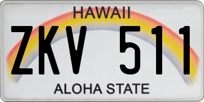 HI license plate ZKV511
