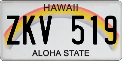 HI license plate ZKV519