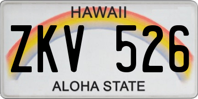 HI license plate ZKV526