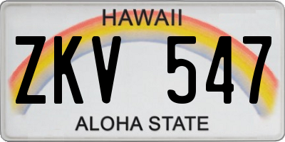 HI license plate ZKV547