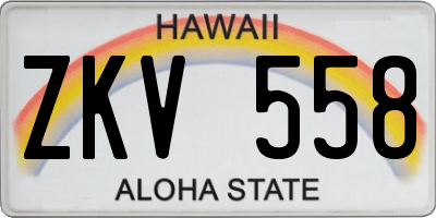HI license plate ZKV558