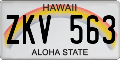 HI license plate ZKV563