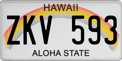 HI license plate ZKV593