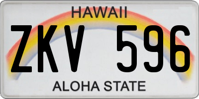 HI license plate ZKV596