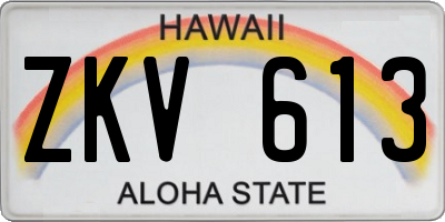 HI license plate ZKV613