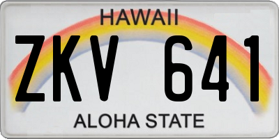 HI license plate ZKV641
