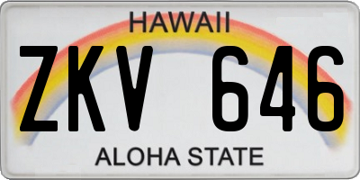 HI license plate ZKV646