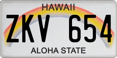 HI license plate ZKV654