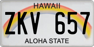HI license plate ZKV657