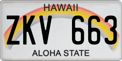 HI license plate ZKV663