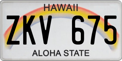 HI license plate ZKV675