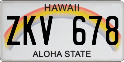 HI license plate ZKV678