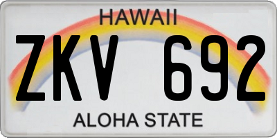 HI license plate ZKV692