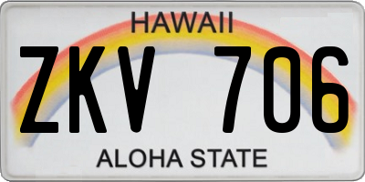 HI license plate ZKV706