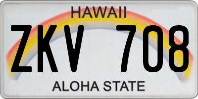 HI license plate ZKV708