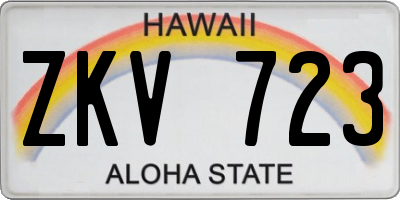 HI license plate ZKV723