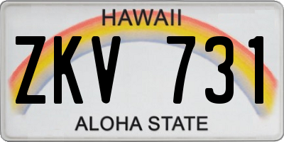 HI license plate ZKV731