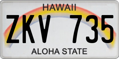HI license plate ZKV735